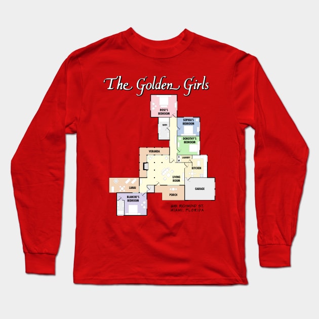 The Golden Girls Floor Plan Long Sleeve T-Shirt by RetroFitted